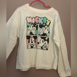 Disney White Long-Sleeve Tee with Pastel Mickey Comic Panels